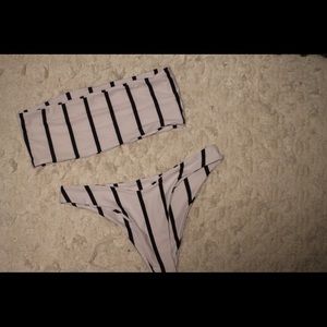 Zaful Striped Swim Suit